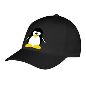 Бейсболка с принтом Битовый пингвин Linux в Курске, 100% хлопок | классический козырек, металлическая застежка-регулятор размера | Тематика изображения на принте: админам | компьютерные | линукс | операционная система | ос