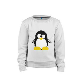 Детский свитшот хлопок с принтом Битовый пингвин Linux в Курске, 100% хлопок | круглый вырез горловины, эластичные манжеты, пояс и воротник | админам | компьютерные | линукс | операционная система | ос
