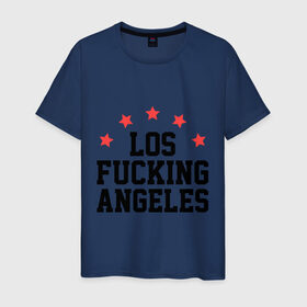 Мужская футболка хлопок с принтом Los Fucking Angeles в Курске, 100% хлопок | прямой крой, круглый вырез горловины, длина до линии бедер, слегка спущенное плечо. | america | usa | америка | лос анджелес | лос анжелес | политические | страны | сша | штаты
