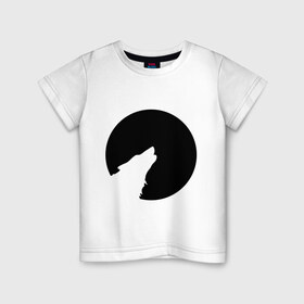 Детская футболка хлопок с принтом Волчица в Курске, 100% хлопок | круглый вырез горловины, полуприлегающий силуэт, длина до линии бедер | волк | волк воет  на луну | животные | луна
