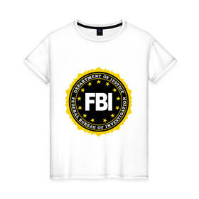 Женская футболка хлопок с принтом FBI в Курске, 100% хлопок | прямой крой, круглый вырез горловины, длина до линии бедер, слегка спущенное плечо | fbi | federal bureau of investigation | newtop | америка | спецслужбы | сша | фбр | федеральное бюро расследований
