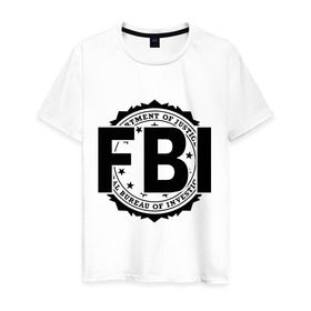 Мужская футболка хлопок с принтом FBI LOGO в Курске, 100% хлопок | прямой крой, круглый вырез горловины, длина до линии бедер, слегка спущенное плечо. | fbi | federal bureau of investigation | америка | спецслужбы | сша | фбр | федеральное бюро расследований
