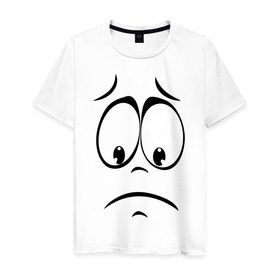 Мужская футболка хлопок с принтом Печаль в Курске, 100% хлопок | прямой крой, круглый вырез горловины, длина до линии бедер, слегка спущенное плечо. | 
