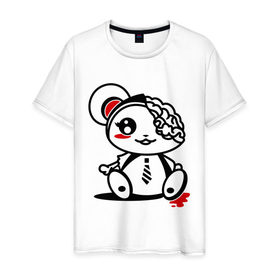 Мужская футболка хлопок с принтом Медвежонок-зомби в Курске, 100% хлопок | прямой крой, круглый вырез горловины, длина до линии бедер, слегка спущенное плечо. | 