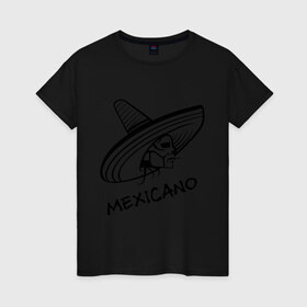 Женская футболка хлопок с принтом Mexicano в Курске, 100% хлопок | прямой крой, круглый вырез горловины, длина до линии бедер, слегка спущенное плечо | mexicano | skull | мексиканец | череп