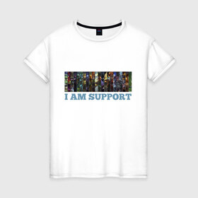 Женская футболка хлопок с принтом I am support в Курске, 100% хлопок | прямой крой, круглый вырез горловины, длина до линии бедер, слегка спущенное плечо | 