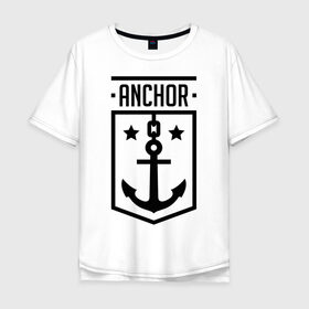 Мужская футболка хлопок Oversize с принтом Anchor Shield в Курске, 100% хлопок | свободный крой, круглый ворот, “спинка” длиннее передней части | anchor shield | анкор | море | морская тема | моряк | якорь | яхтклуб