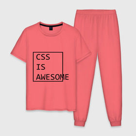 Мужская пижама хлопок с принтом CSS is awesome в Курске, 100% хлопок | брюки и футболка прямого кроя, без карманов, на брюках мягкая резинка на поясе и по низу штанин
 | css is awesome | css является удивительным | прикольные надписи
