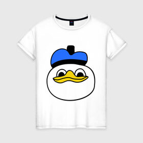 Женская футболка хлопок с принтом Утка мем в Курске, 100% хлопок | прямой крой, круглый вырез горловины, длина до линии бедер, слегка спущенное плечо | bad | мем | утенок | утка