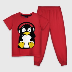 Детская пижама хлопок с принтом Пингвин в наушниках в Курске, 100% хлопок |  брюки и футболка прямого кроя, без карманов, на брюках мягкая резинка на поясе и по низу штанин
 | животные | пингвиненок | пингвинчик | прикольные картинки