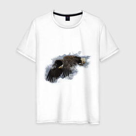 Мужская футболка хлопок с принтом Орел в небе в Курске, 100% хлопок | прямой крой, круглый вырез горловины, длина до линии бедер, слегка спущенное плечо. | кавказ | кавказец | небо | облака | орел | орел в небе
