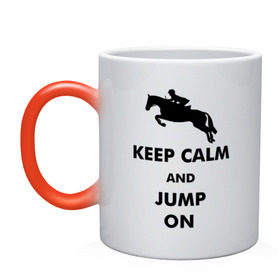 Кружка хамелеон с принтом Keep Calm - конный спорт - лошади в Курске, керамика | меняет цвет при нагревании, емкость 330 мл | Тематика изображения на принте: keep calm | конный | лошади