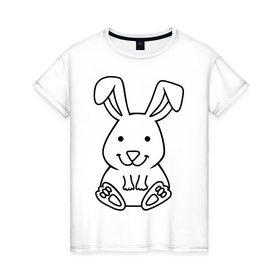 Женская футболка хлопок с принтом Милый зайчик в Курске, 100% хлопок | прямой крой, круглый вырез горловины, длина до линии бедер, слегка спущенное плечо | зайчик | заяц | звереныш | кролик | милый зайчик