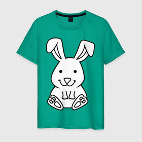 Мужская футболка хлопок с принтом Милый зайчик в Курске, 100% хлопок | прямой крой, круглый вырез горловины, длина до линии бедер, слегка спущенное плечо. | зайчик | заяц | звереныш | кролик | милый зайчик
