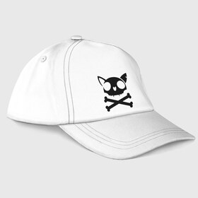 Бейсболка с принтом кошачий пиратскй флаг в Курске, 100% хлопок | классический козырек, металлическая застежка-регулятор размера | Тематика изображения на принте: кости | кошачий пиратский флаг | пиратский флаг | череп | череп кошки