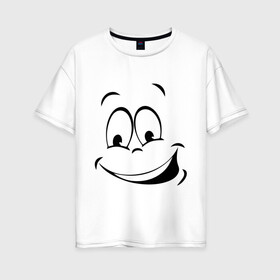 Женская футболка хлопок Oversize с принтом Радость в Курске, 100% хлопок | свободный крой, круглый ворот, спущенный рукав, длина до линии бедер
 | smail | глаза | радость | смайл | улыбка