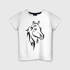Детская футболка хлопок с принтом Horse в Курске, 100% хлопок | круглый вырез горловины, полуприлегающий силуэт, длина до линии бедер | животное | красивая картинка | лошадь
