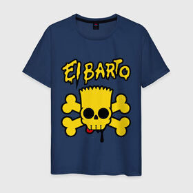 Мужская футболка хлопок с принтом El Barto в Курске, 100% хлопок | прямой крой, круглый вырез горловины, длина до линии бедер, слегка спущенное плечо. | кости | мексика симпсон | прикольная картинка | череп