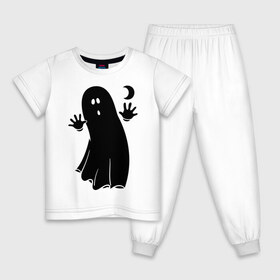 Детская пижама хлопок с принтом Приведение в Курске, 100% хлопок |  брюки и футболка прямого кроя, без карманов, на брюках мягкая резинка на поясе и по низу штанин
 | луна | месяц | привидение | призрак | страшилка