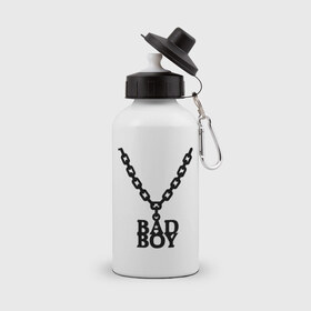 Бутылка спортивная с принтом Цепочка bad boy в Курске, металл | емкость — 500 мл, в комплекте две пластиковые крышки и карабин для крепления | bad boy