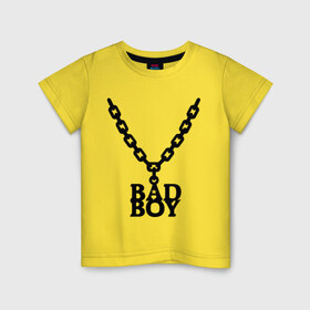 Детская футболка хлопок с принтом Цепочка bad boy в Курске, 100% хлопок | круглый вырез горловины, полуприлегающий силуэт, длина до линии бедер | Тематика изображения на принте: bad boy