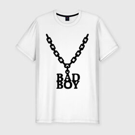 Мужская футболка премиум с принтом Цепочка bad boy в Курске, 92% хлопок, 8% лайкра | приталенный силуэт, круглый вырез ворота, длина до линии бедра, короткий рукав | Тематика изображения на принте: bad boy
