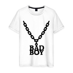 Мужская футболка хлопок с принтом Цепочка bad boy в Курске, 100% хлопок | прямой крой, круглый вырез горловины, длина до линии бедер, слегка спущенное плечо. | Тематика изображения на принте: bad boy