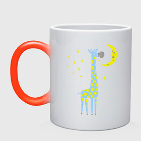 Кружка хамелеон с принтом Сказочный жираф в Курске, керамика | меняет цвет при нагревании, емкость 330 мл | Тематика изображения на принте: животные | жираф | сказка | сказочный жираф