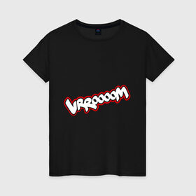 Женская футболка хлопок с принтом Wrroooom (звук из комиксов) в Курске, 100% хлопок | прямой крой, круглый вырез горловины, длина до линии бедер, слегка спущенное плечо | 