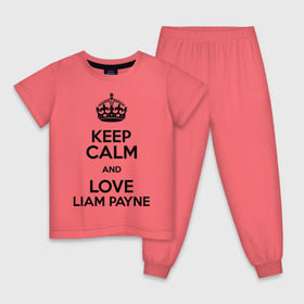 Детская пижама хлопок с принтом Keep calm and love Liam Payne в Курске, 100% хлопок |  брюки и футболка прямого кроя, без карманов, на брюках мягкая резинка на поясе и по низу штанин
 | 1d | keep calm | liam payne | music | one direction | лиам пейн