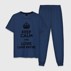 Мужская пижама хлопок с принтом Keep calm and love Liam Payne в Курске, 100% хлопок | брюки и футболка прямого кроя, без карманов, на брюках мягкая резинка на поясе и по низу штанин
 | Тематика изображения на принте: 1d | keep calm | liam payne | music | one direction | лиам пейн