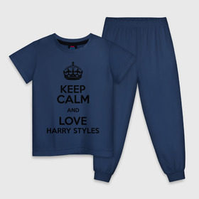 Детская пижама хлопок с принтом Keep calm and love Harry Styles в Курске, 100% хлопок |  брюки и футболка прямого кроя, без карманов, на брюках мягкая резинка на поясе и по низу штанин
 | 1d | harry styles | keep calm | music | one direction | гарри стайлс