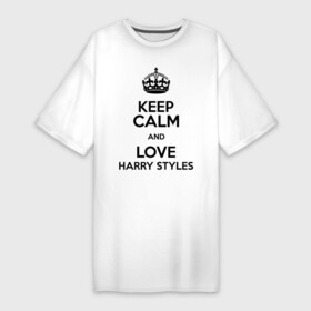 Платье-футболка хлопок с принтом Keep calm and love Harry Styles в Курске,  |  | 1d | harry styles | keep calm | music | one direction | гарри стайлс