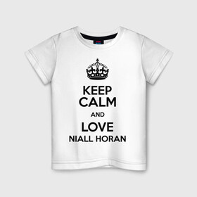 Детская футболка хлопок с принтом Keep calm and love Niall Horan в Курске, 100% хлопок | круглый вырез горловины, полуприлегающий силуэт, длина до линии бедер | 1d | keep calm | music | niall horan | one direction | найл хоран