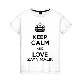 Женская футболка хлопок с принтом Keep calm and love Zayn Malik в Курске, 100% хлопок | прямой крой, круглый вырез горловины, длина до линии бедер, слегка спущенное плечо | 1d | keep calm | music | one direction | zayn malik | зейн малик