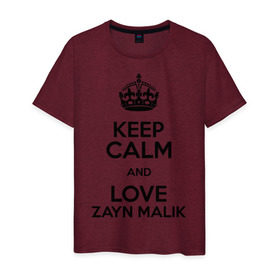 Мужская футболка хлопок с принтом Keep calm and love Zayn Malik в Курске, 100% хлопок | прямой крой, круглый вырез горловины, длина до линии бедер, слегка спущенное плечо. | Тематика изображения на принте: 1d | keep calm | music | one direction | zayn malik | зейн малик
