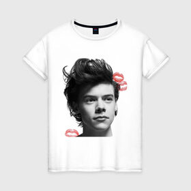 Женская футболка хлопок с принтом Harry Styles в Курске, 100% хлопок | прямой крой, круглый вырез горловины, длина до линии бедер, слегка спущенное плечо | 1d | keep calm | music | one direction | гарри стайлс