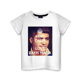 Детская футболка хлопок с принтом Keep calm and love Zayn Malik в Курске, 100% хлопок | круглый вырез горловины, полуприлегающий силуэт, длина до линии бедер | Тематика изображения на принте: 1d | keep calm | music | one direction | zayn malik | зейн малик