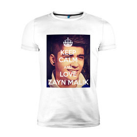 Мужская футболка премиум с принтом Keep calm and love Zayn Malik в Курске, 92% хлопок, 8% лайкра | приталенный силуэт, круглый вырез ворота, длина до линии бедра, короткий рукав | 1d | keep calm | music | one direction | zayn malik | зейн малик