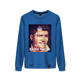 Женский свитшот хлопок с принтом Keep calm and love Zayn Malik в Курске, 100% хлопок | прямой крой, круглый вырез, на манжетах и по низу широкая трикотажная резинка  | Тематика изображения на принте: 1d | keep calm | music | one direction | zayn malik | зейн малик