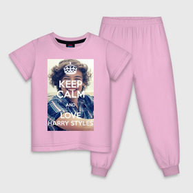 Детская пижама хлопок с принтом Keep calm and love Harry Styles в Курске, 100% хлопок |  брюки и футболка прямого кроя, без карманов, на брюках мягкая резинка на поясе и по низу штанин
 | 1d | harry styles | keep calm | music | one direction | гарри стайлс