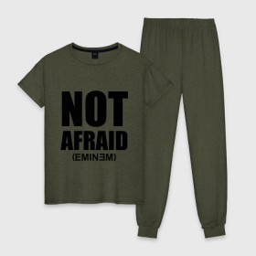 Женская пижама хлопок с принтом Not Afraid в Курске, 100% хлопок | брюки и футболка прямого кроя, без карманов, на брюках мягкая резинка на поясе и по низу штанин | хип хоп