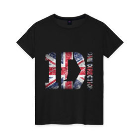 Женская футболка хлопок с принтом 1D в Курске, 100% хлопок | прямой крой, круглый вырез горловины, длина до линии бедер, слегка спущенное плечо | 1d | british flag | flag | keep calm | music | one direction | британский флаг | флаг