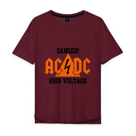 Мужская футболка хлопок Oversize с принтом ADCD high voltage в Курске, 100% хлопок | свободный крой, круглый ворот, “спинка” длиннее передней части | Тематика изображения на принте: acdc | rock | блюз рок | рок | рок группа | рок н ролл | хард рок | эйсидиси