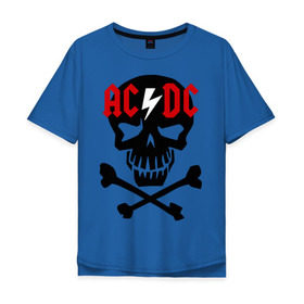 Мужская футболка хлопок Oversize с принтом ACDC skull в Курске, 100% хлопок | свободный крой, круглый ворот, “спинка” длиннее передней части | acdc | rock | блюз рок | рок | рок группа | рок н ролл | хард рок | эйсидиси