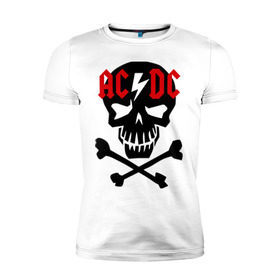 Мужская футболка премиум с принтом ACDC skull в Курске, 92% хлопок, 8% лайкра | приталенный силуэт, круглый вырез ворота, длина до линии бедра, короткий рукав | acdc | rock | блюз рок | рок | рок группа | рок н ролл | хард рок | эйсидиси
