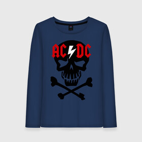 Женский лонгслив хлопок с принтом ACDC skull в Курске, 100% хлопок |  | acdc | rock | блюз рок | рок | рок группа | рок н ролл | хард рок | эйсидиси