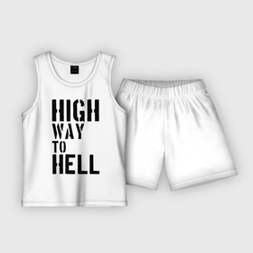 Детская пижама с шортами хлопок с принтом High way to hell в Курске,  |  | acdc | rock | блюз рок | рок | рок группа | рок н ролл | хард рок | эйсидиси