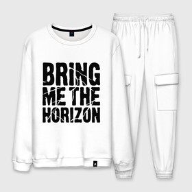 Мужской костюм хлопок с принтом Bring me the horizon в Курске, 100% хлопок | на свитшоте круглая горловина, мягкая резинка по низу. Брюки заужены к низу, на них два вида карманов: два “обычных” по бокам и два объемных, с клапанами, расположенные ниже линии бедра. Брюки с мягкой трикотажной резинкой на поясе и по низу штанин. В поясе для дополнительного комфорта — широкие завязки | bmth | bring me the horizon | hardcore | kubana 2014 | rock | дэткор | музыка | рок | рок группы