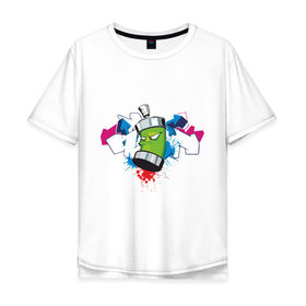 Мужская футболка хлопок Oversize с принтом Графитюлька в Курске, 100% хлопок | свободный крой, круглый ворот, “спинка” длиннее передней части | баллончик | графити | граффити | краски | прикольные картинки | рисунок